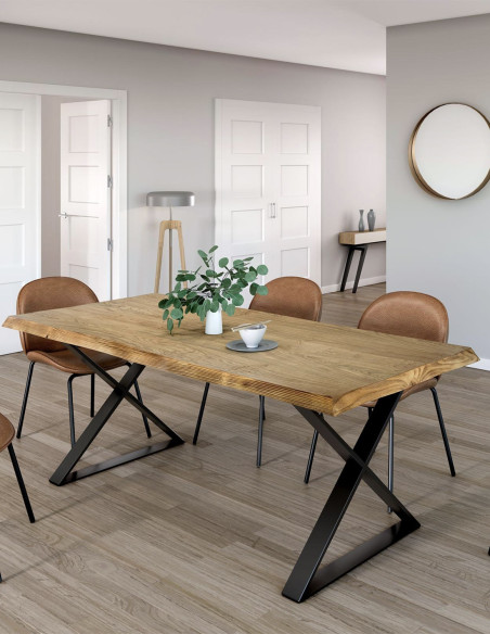 Mesa de comedor fija madera de nogal maciza 01