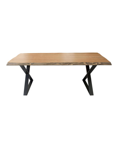 Mesa de comedor fija madera de nogal maciza 04