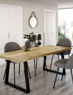 Mesa de comedor fija madera de nogal maciza 02
