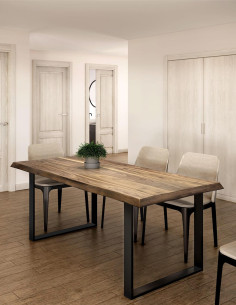 Mesa de comedor fija madera de nogal maciza (120x76x84cm)02