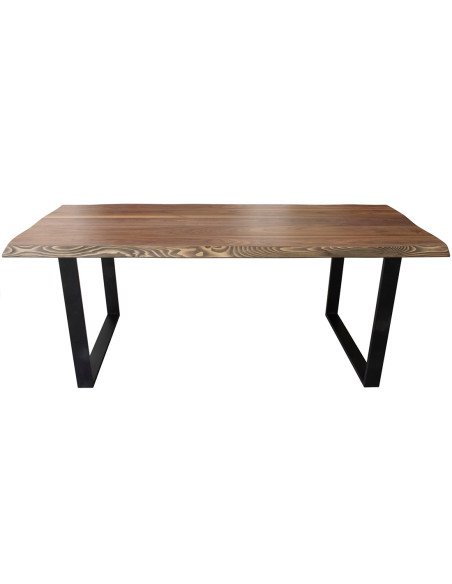 Mesa de comedor fija madera de nogal maciza (120x76x84cm)05