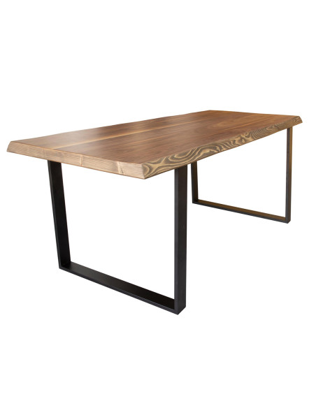 Mesa de comedor fija madera de nogal maciza (120x76x84cm)05