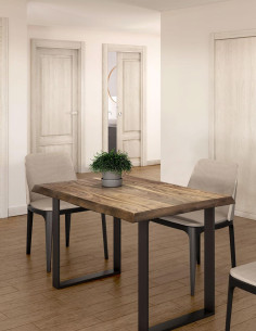 Mesa de comedor fija madera de nogal maciza (120x76x84cm)01