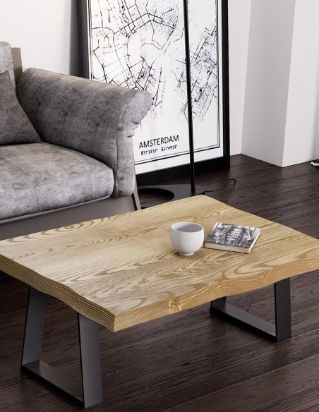 Mesa auxiliar de centro madera de fresno maciza (120x43x84cm)
