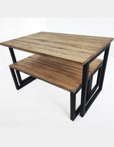 Mesa de exterior de madera maciza con soporte metálico01 2